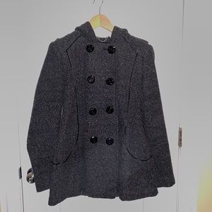 Gray Peacoat with hood